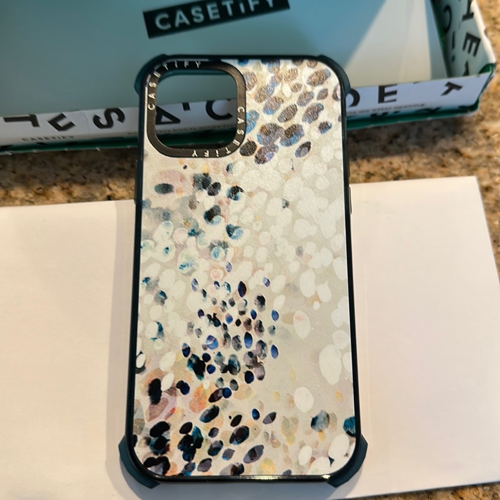 Casetify iPhone 12 dark teal patterned case